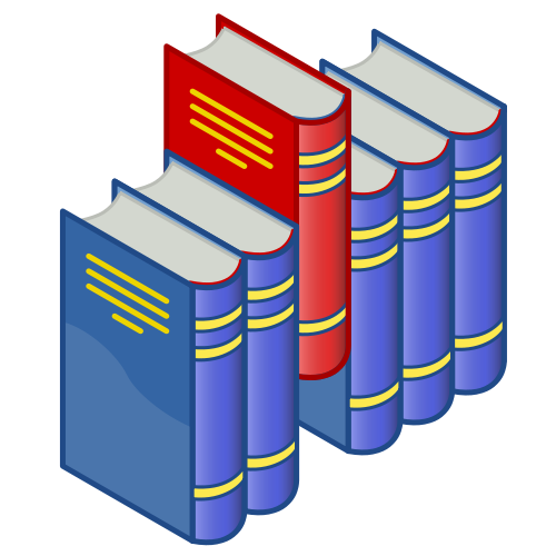 http://commons.wikimedia.org/wiki/File:Bookshelf_icon_(red_and_blue).svg
